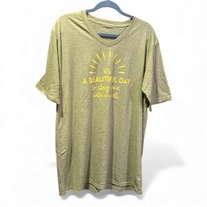 Green & yellow beautiful day to stay home with my cat v-neck XL